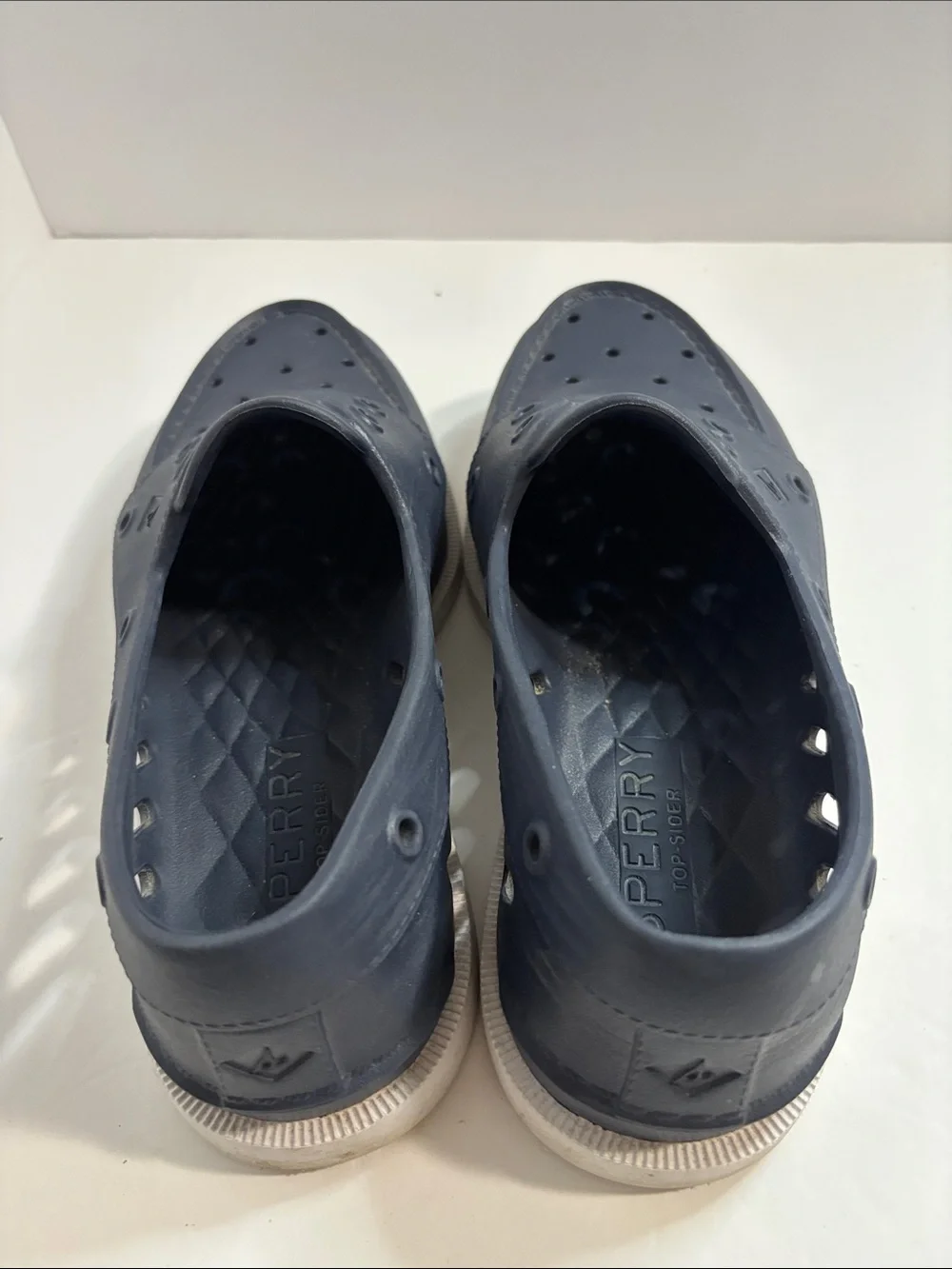 Sperry Men's Navy Perforated Slip-On Boat Shoes Sz 9 VGC